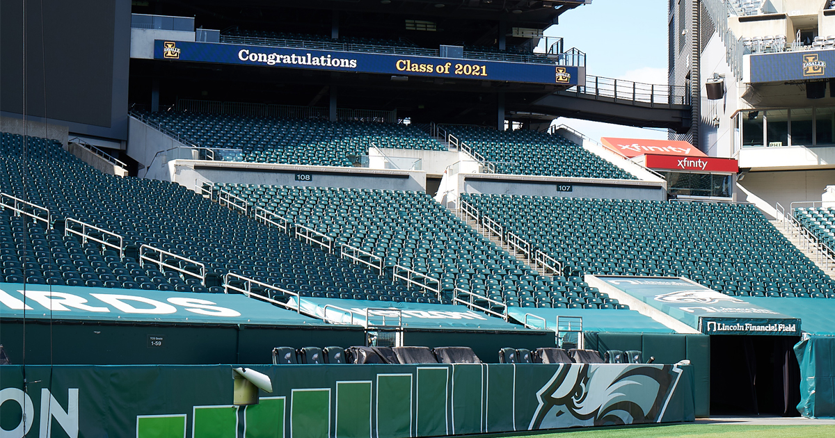 Image of La Salle Class of 2021 ribbon at Lincoln Financial Field