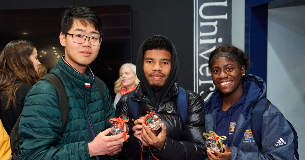 Students make crafts at the Holiday Village