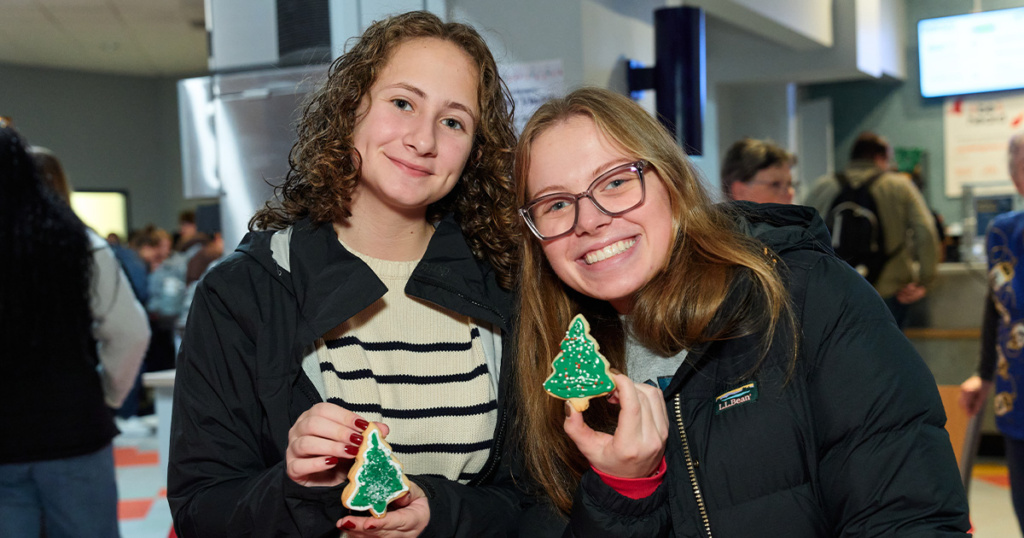 Students make crafts at the Holiday Village