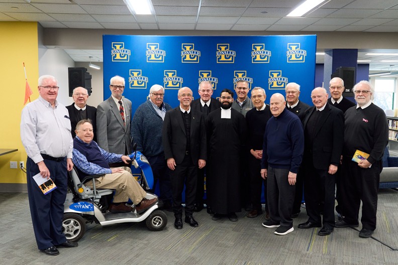 Br. Bob, with fellow Christian Brothers, at his book launch. 